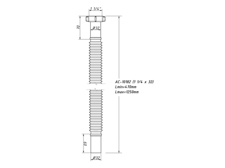 Труба гибкая 1 1/4*32 L-1250мм   ORIO