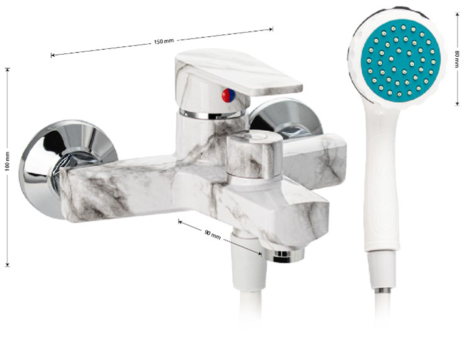 Смеситель для ванны АБС пластик белый мрамор 586 BRIMIX  САНАКС 