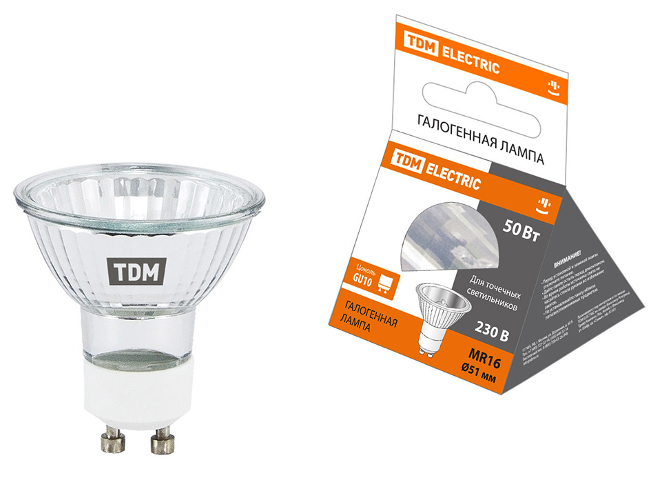 Лампа галогеновая GU10 JCDR 230V 50W    TDM Лампа галогеновая GU10 JCDR 230V 50W    TDM