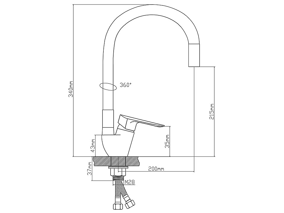 Смеситель для мойки B8274-10F-E307A BOOU  РМС   