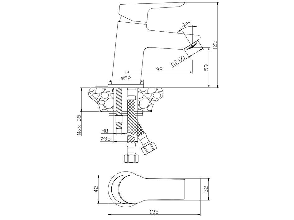 Смеситель для умывальника 20100SV SEVILLA  OLIVE’S  нез 