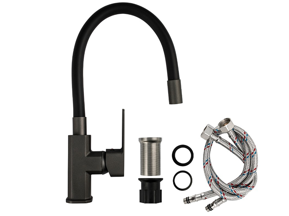 Смеситель для мойки Графит, черный излив 9657 FABIA  САНАКС 