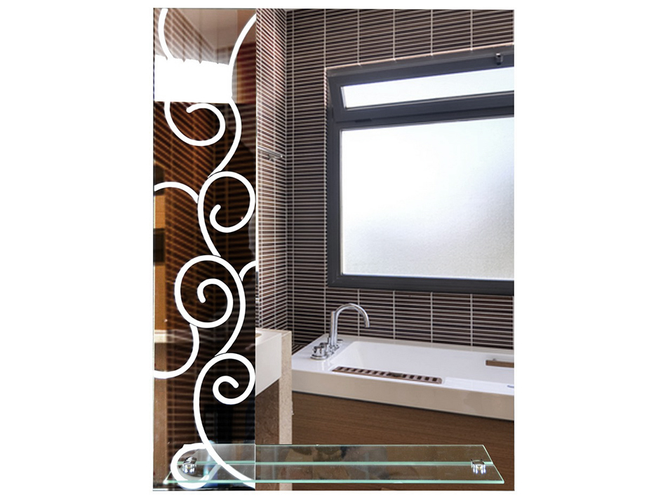 Зеркало 600*800мм с мат.рис. полка 500мм 45610  САНАКС