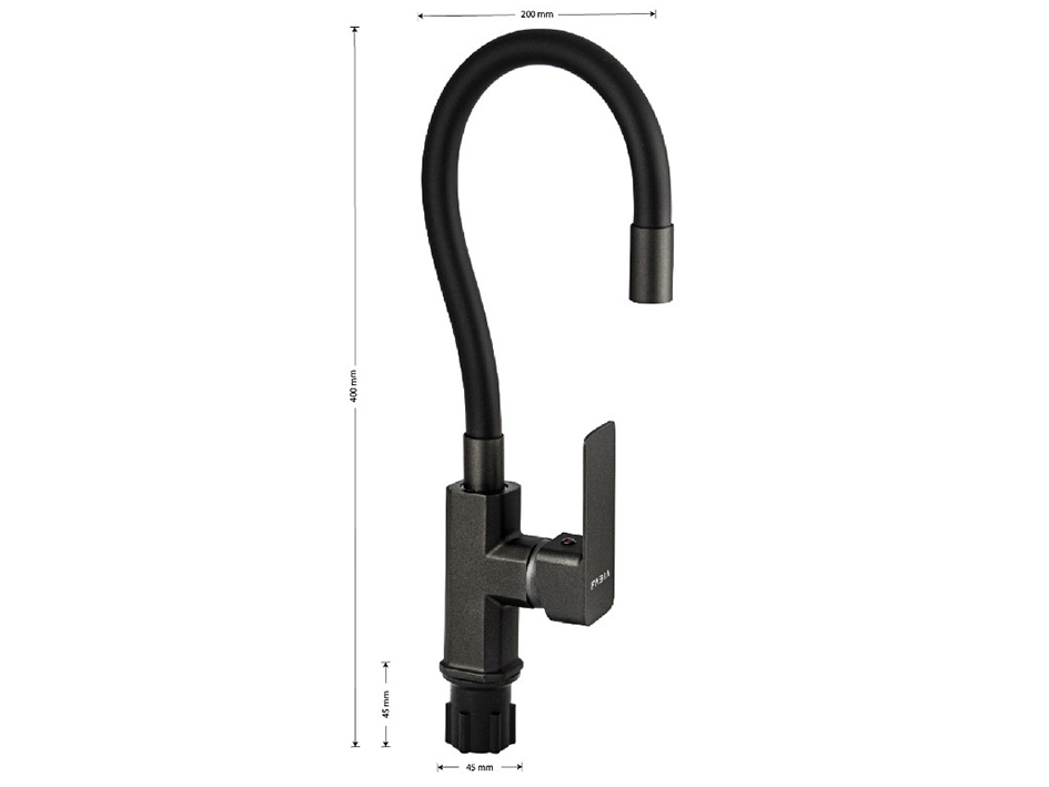 Смеситель для мойки Графит, черный излив 9657 FABIA  САНАКС 