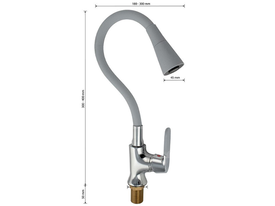 Смеситель для мойки с гибким изливом Серый 4108 МАК  САНАКС 