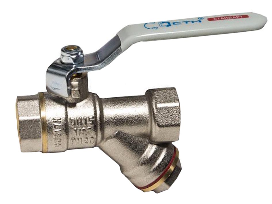 Кран шаровый 1/2 с фильтром  рычаг СТАНДАРТ  СТМ