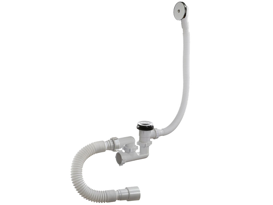 Сифон для ванны 1 1/2 40 регулир.Клик-Клак с переливом и гибкой трубой    ORIO