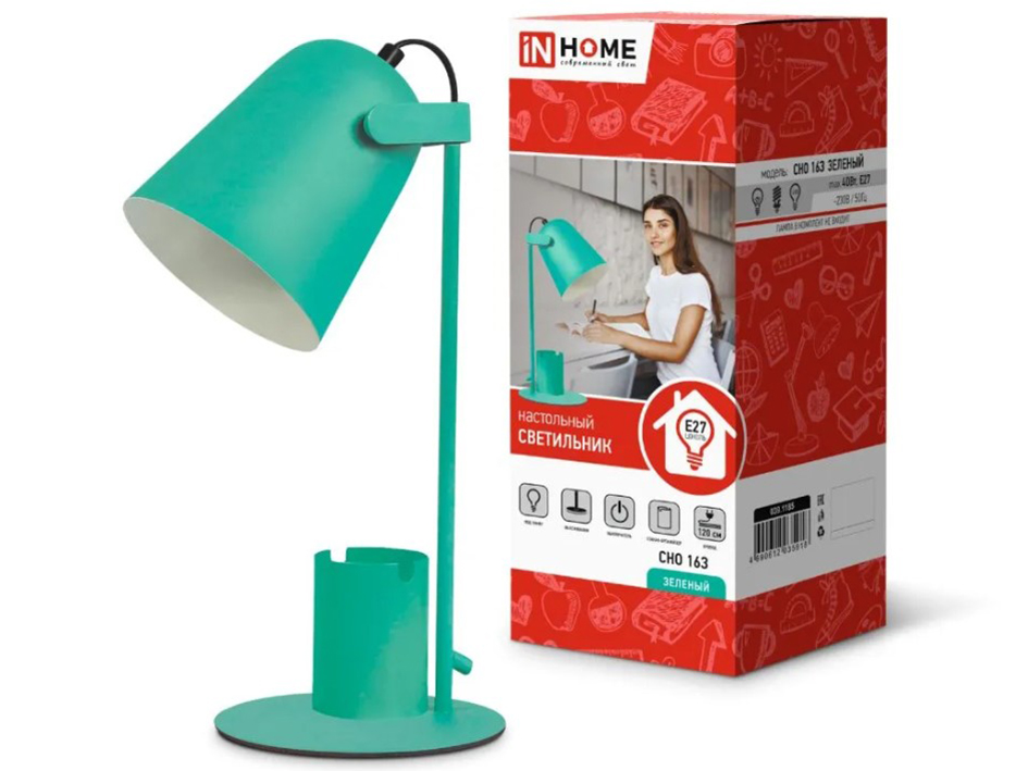 Настольная лампа 40Вт Е27 зеленый СНО-16З IN HOME
