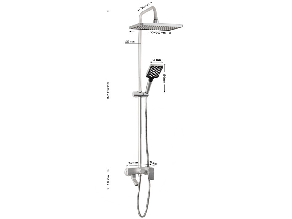 Душевая стойка с смесителем, тропический душ  87755 BRIMIX  САНАКС 