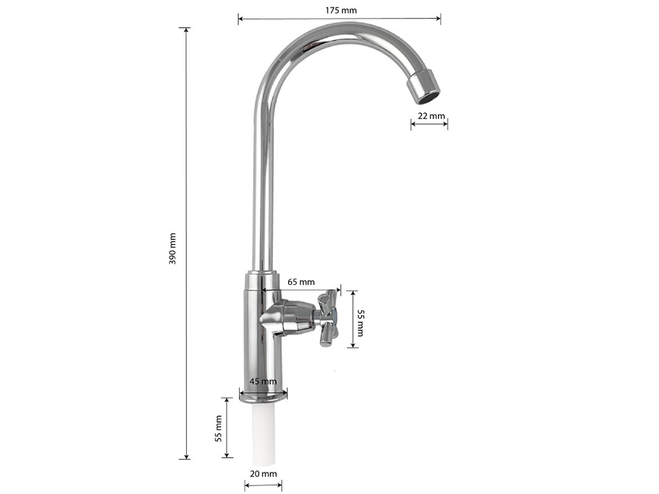 Кран на одну воду ХРОМ пластик 603 BRIMIX  САНАКС