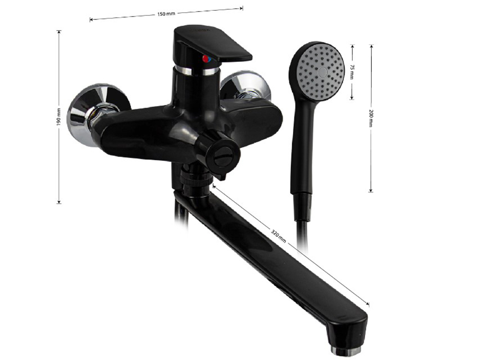 Смеситель для ванны АБС пластик 561 черный BRIMIX  САНАКС 