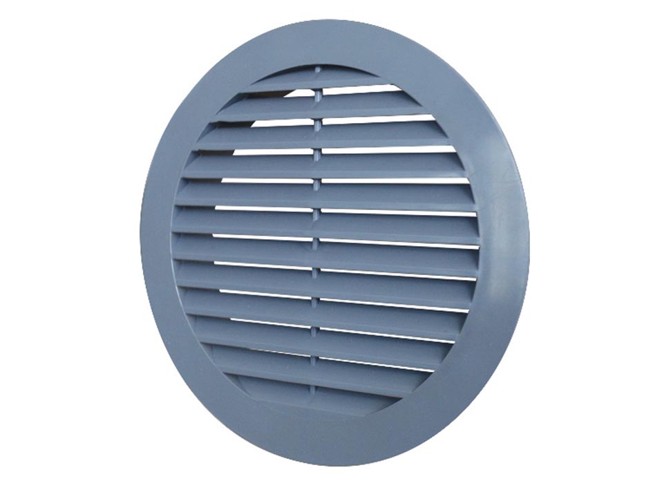 Решетка наружная вентиляционная круглая D130 с фланцем D100 серая
