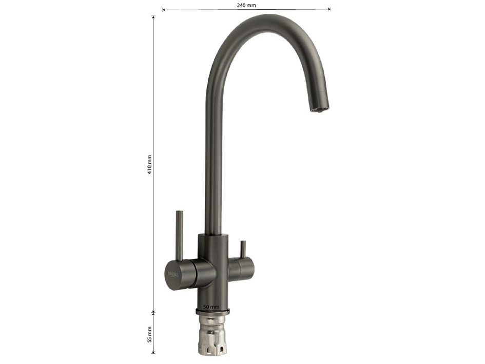 Смеситель для мойки с подкл.фильтра Графит 9121 MAGNUS  САНАКС 