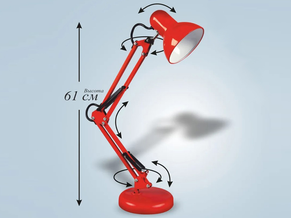 Настольная лампа 60Вт Е27 красный СНО-15К IN HOME