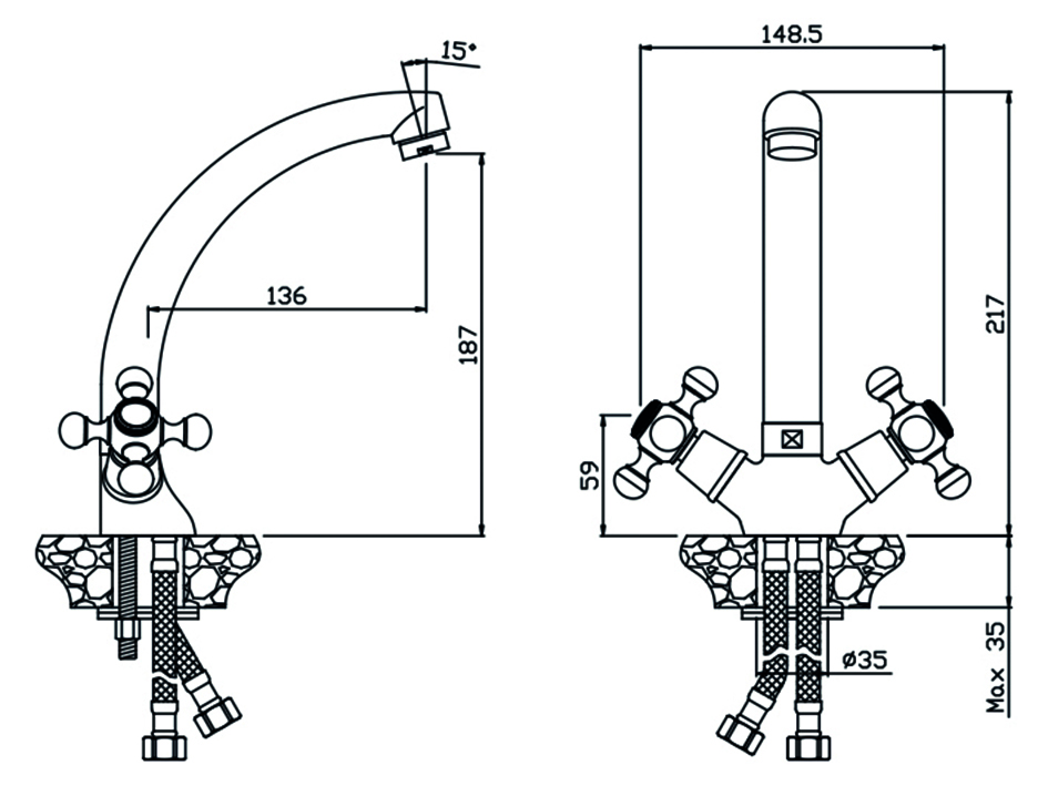 Смеситель для мойки 01430GR GIRONA  OLIVE’S
