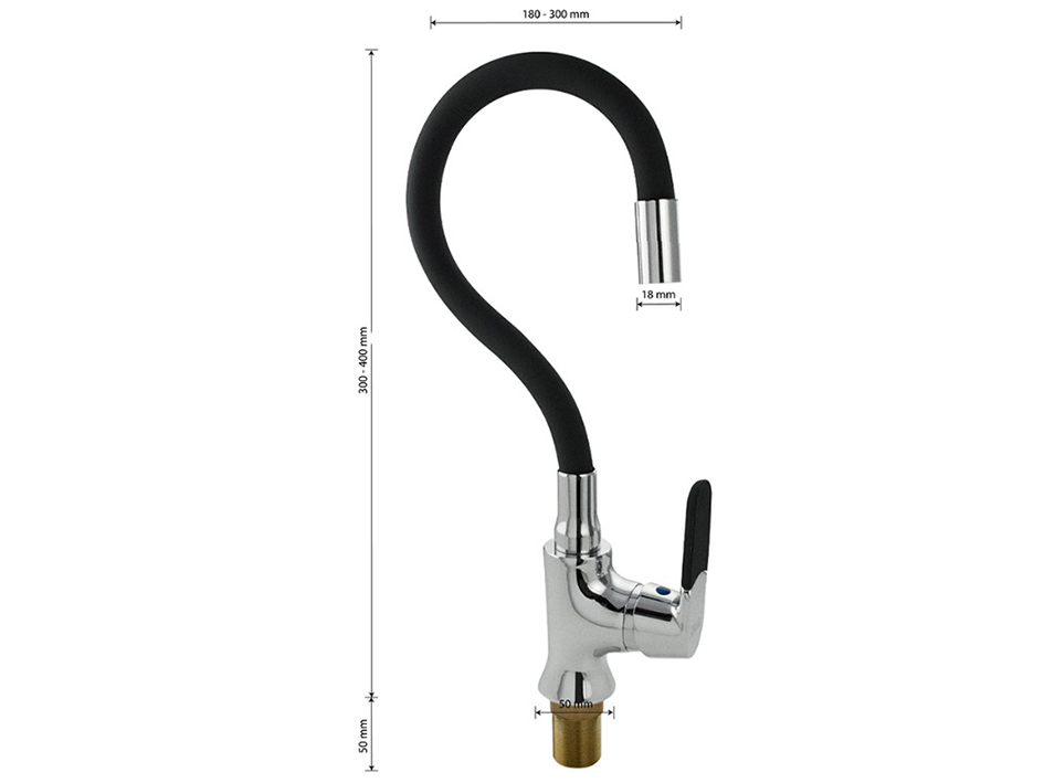 Смеситель для мойки с гибким изливом Черный 4106 МАК  САНАКС 