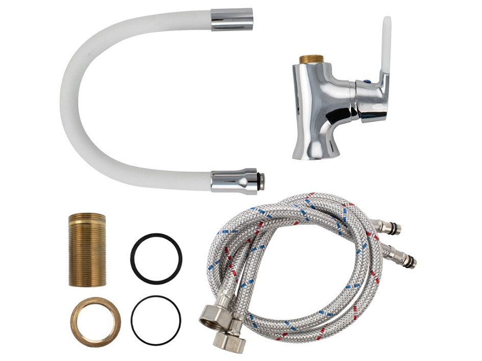 Смеситель для мойки с гибким изливом Белый 4104 МАК  САНАКС 