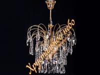 Люстра  Хрустальный Каскад камень журавлик ЗОЛОТО     ХРУСТАЛЬНОЕ НЕБО