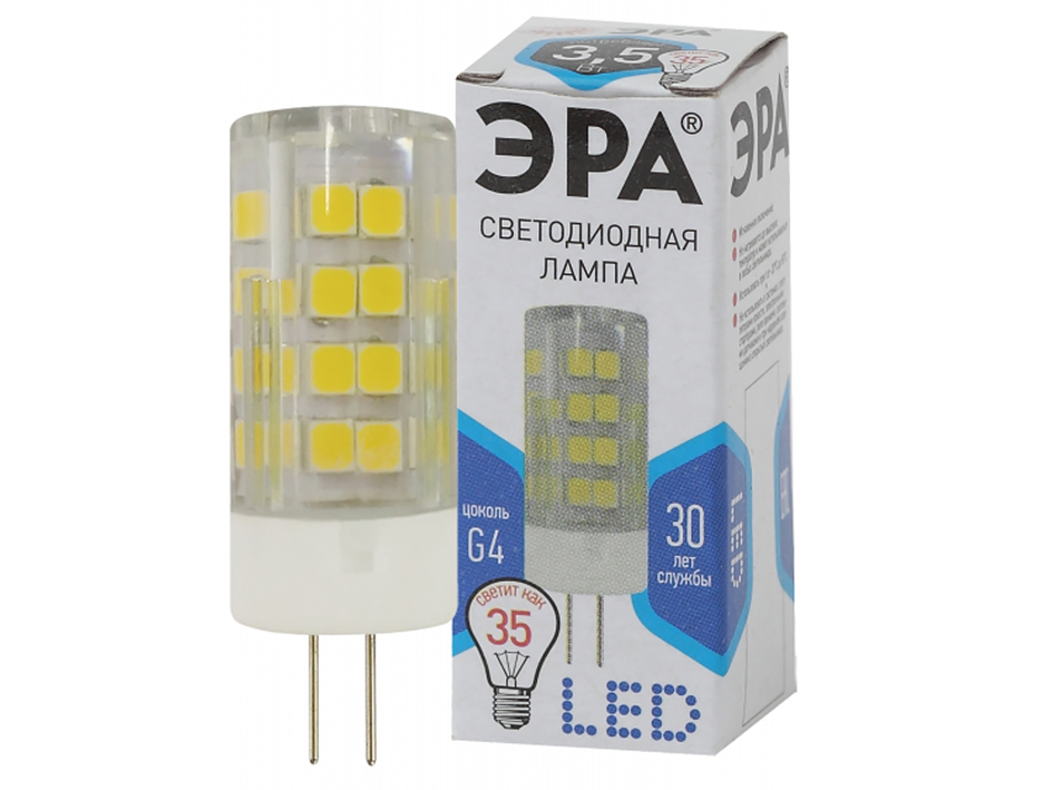 Лампа светодиодная JC-3.5W-220V-CER-840-G4  ЭРА Лампа светодиодная JC-3.5W-220V-CER-840-G4  ЭРА