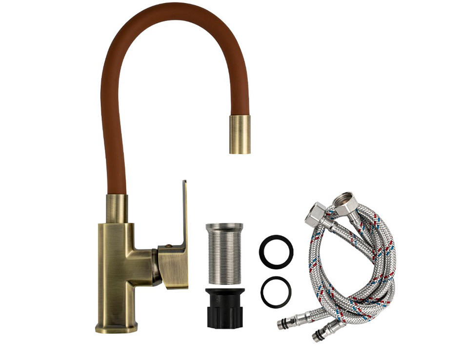 Смеситель для мойки Бронза, коричневый излив 9658 FABIA  САНАКС 