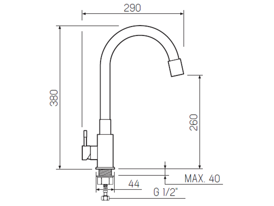 Смеситель для мойки SUS124BL-016F РМС