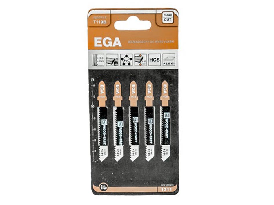 Полотно д/электролобзика EGA 119 В 5шт дерево.пла