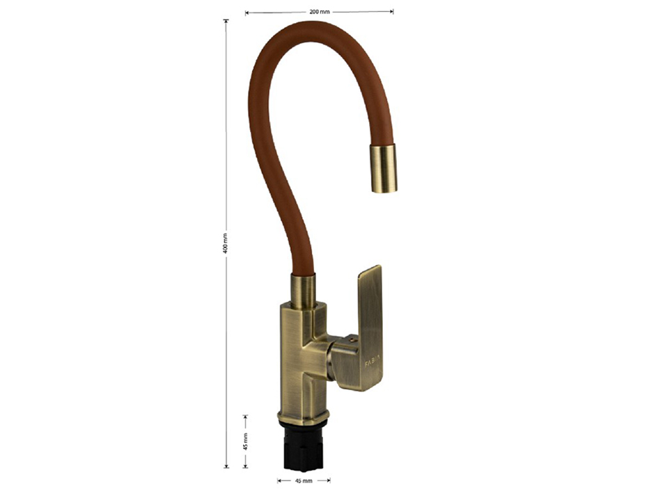Смеситель для мойки Бронза, коричневый излив 9658 FABIA  САНАКС 