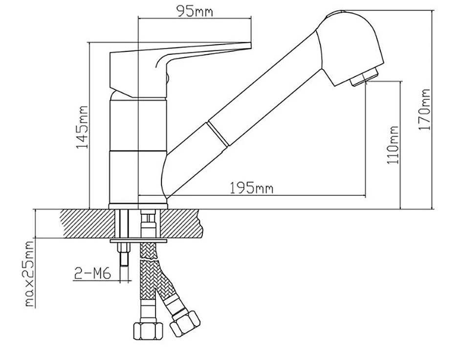 Смеситель для мойки вытяжной B8282-8  РМС
