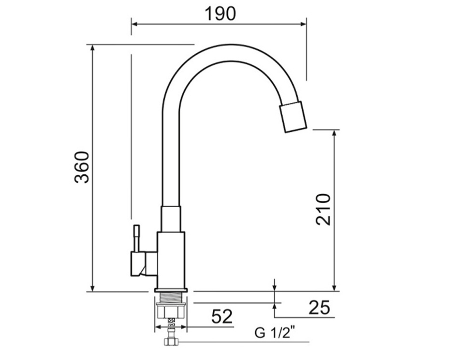 Смеситель для мойки SUS124GY-016F РМС