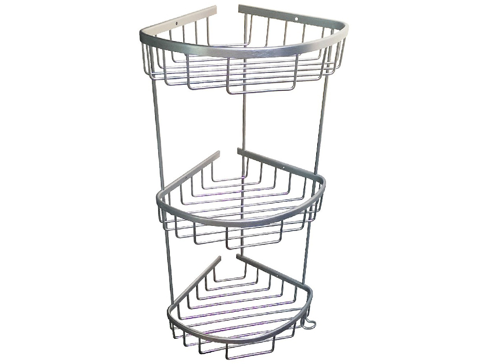 Полка угловая овальная тройная 18см алюмин.мат. 75062  САНАКС