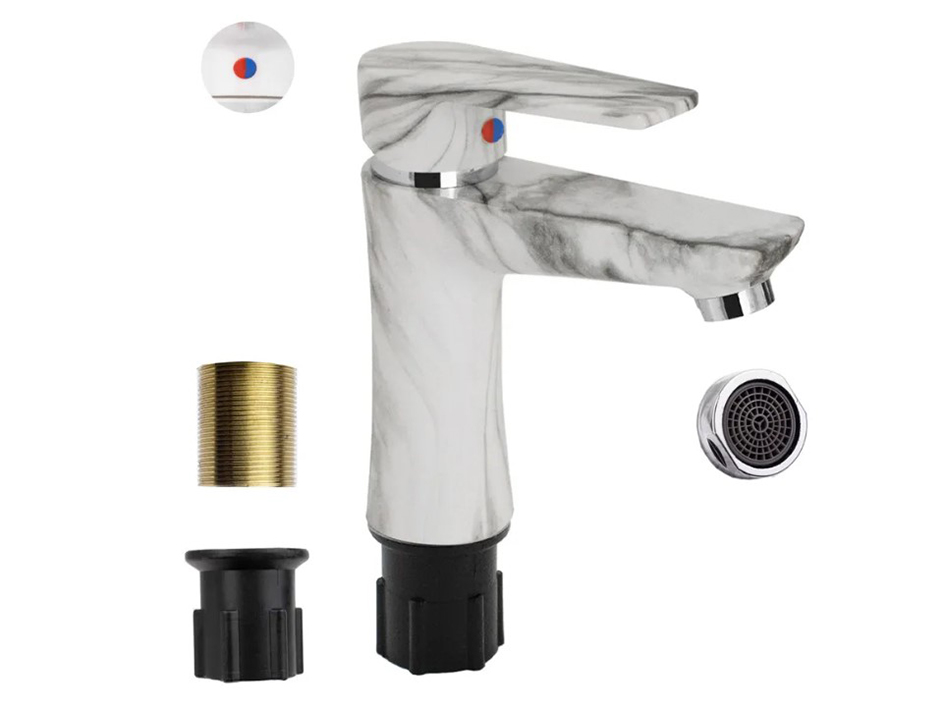 Смеситель для умывальника АБС пластик белый мрамор 580 BRIMIX  САНАКС 