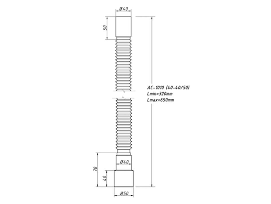 Труба гибкая 40*40/50 L-750мм   ORIO