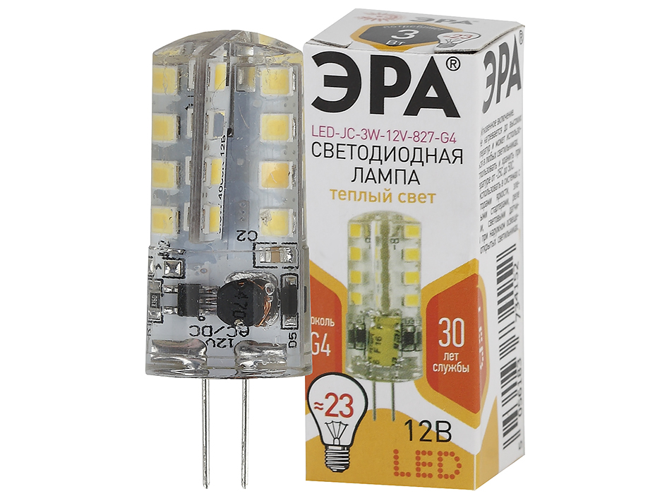 Лампа светодиодная JC-3W-12V-827-G4  ЭРА Лампа светодиодная JC-3W-12V-827-G4  ЭРА
