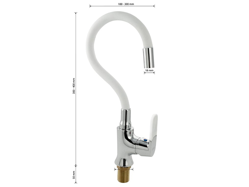Смеситель для мойки с гибким изливом Белый 4104 МАК  САНАКС 