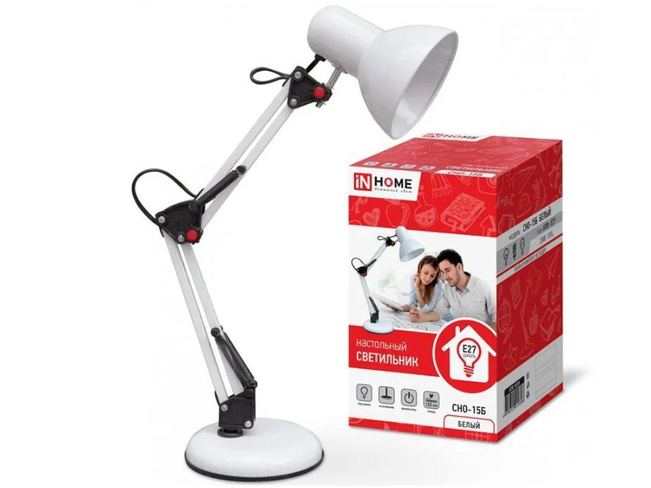 Настольная лампа 60Вт Е27 белый СНО-15Б IN HOME