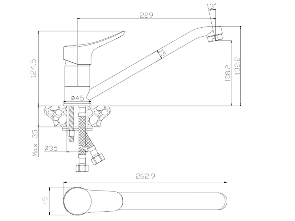 Смеситель для мойки 09400AR ARRIBA  OLIVE’S