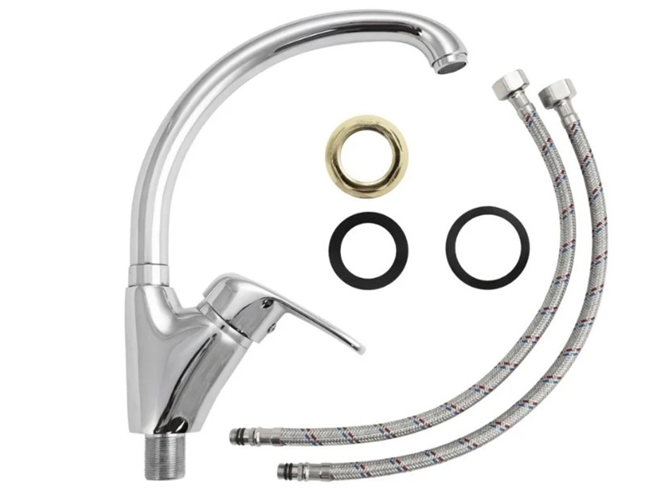 Смеситель для мойки черная ручка длин.нос 2454 RUSSIA-MOSCOW  САНАКС 