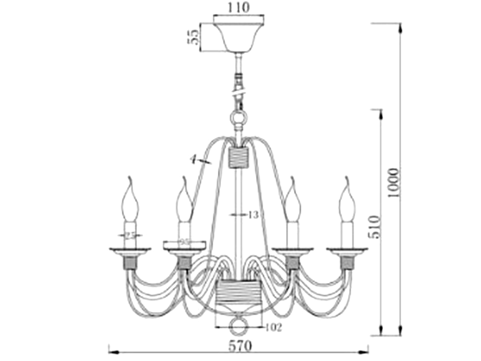 Светильник  FR2046-PL-06-WG FREYA   ФАКЕЛ