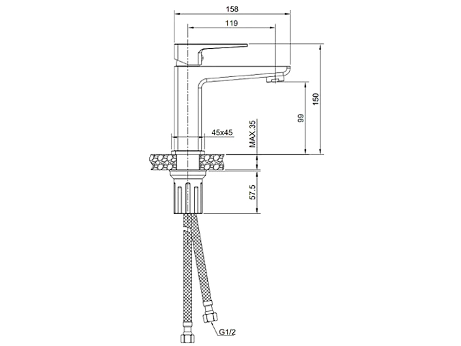Смеситель для умывальника 25100NRGM NAVARRA  OLIVE’S  