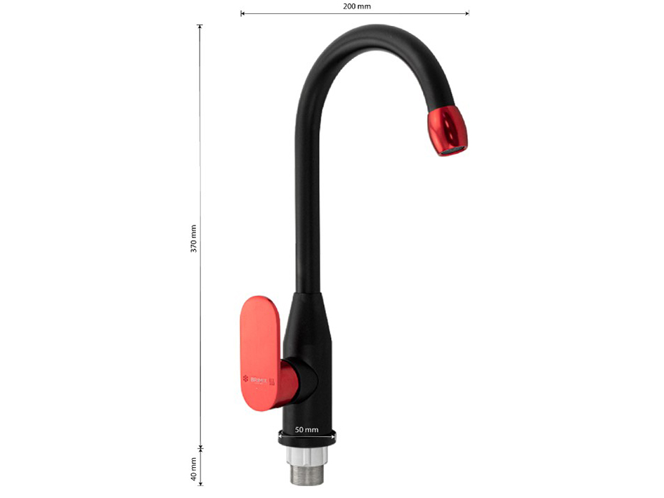 Смеситель для мойки черный из алюминия 80208 BRIMIX  САНАКС 