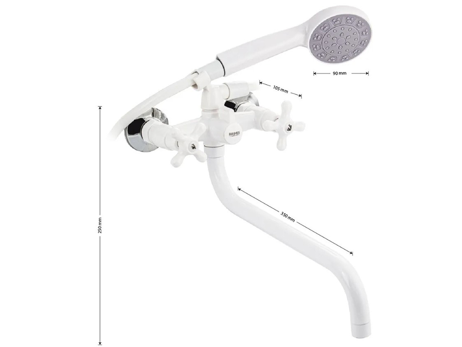 Смеситель для ванны АБС пластик 4407 белый BRIMIX  САНАКС 