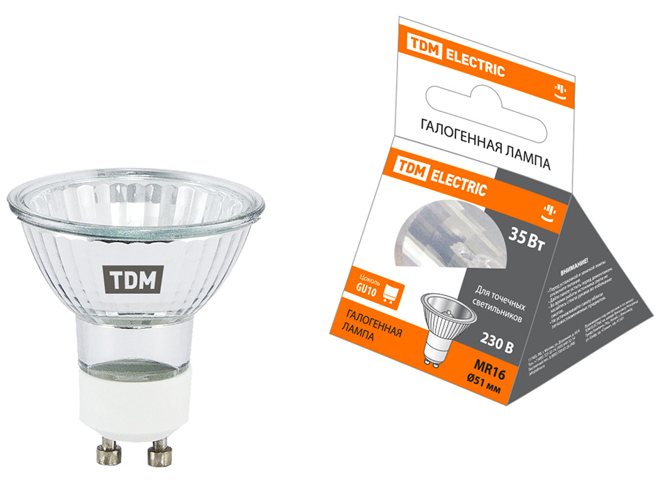 Лампа галогеновая GU10 JCDR 230V 35W    TDM Лампа галогеновая GU10 JCDR 230V 35W    TDM