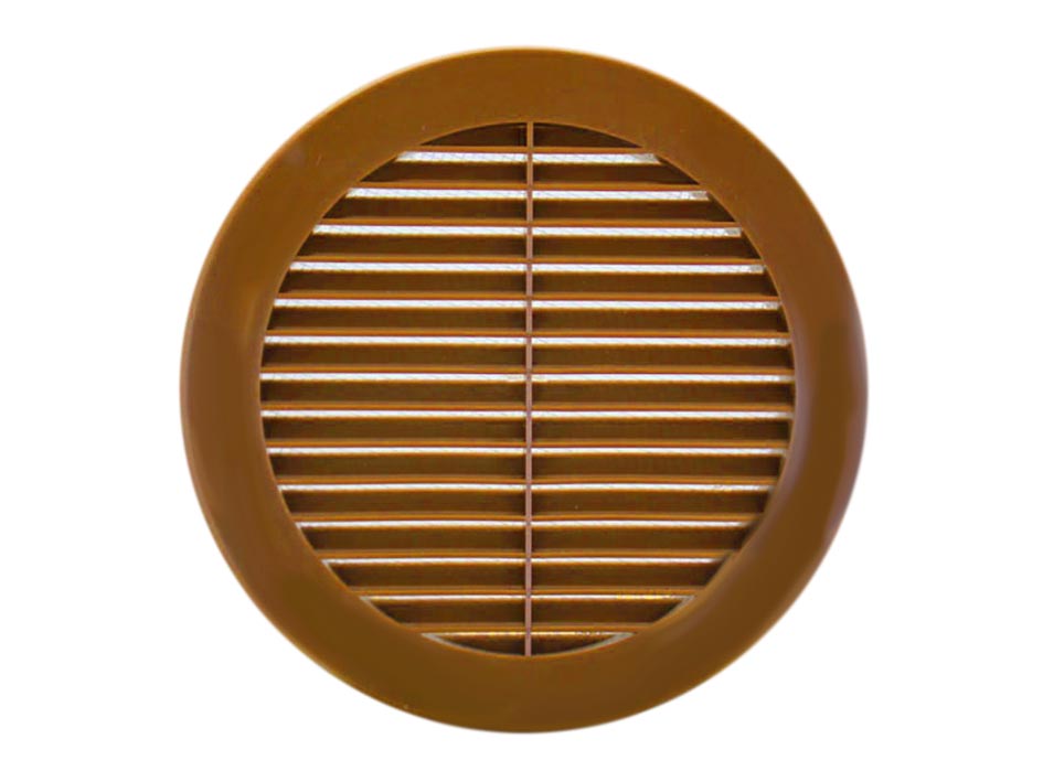 Решетка наружная вентиляционная круглая D130 с фланцем D100 терракотовая