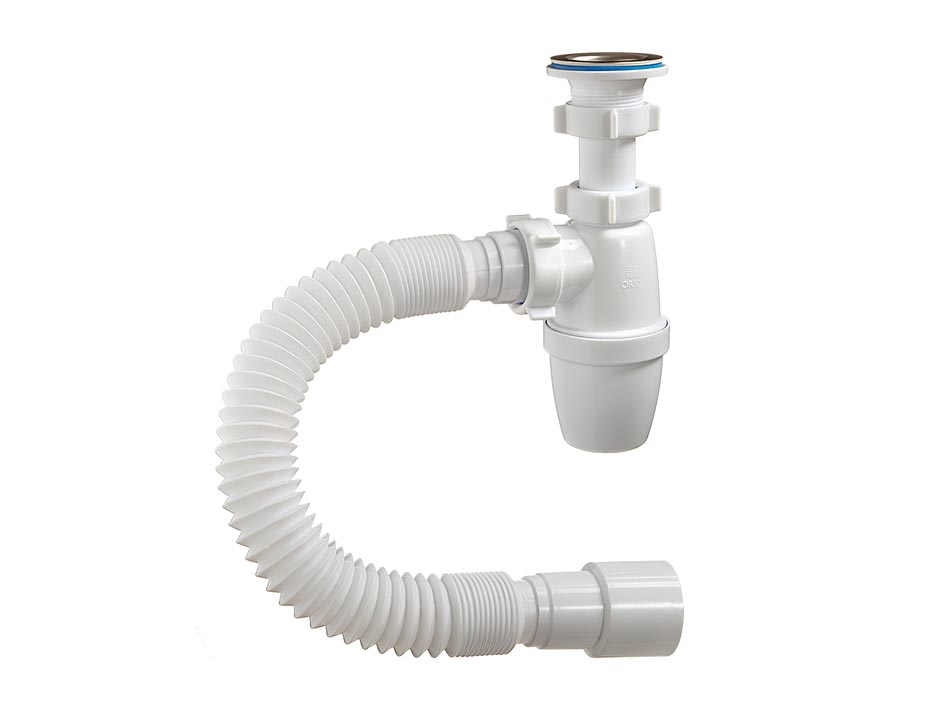 Сифон бутылочный 1 1/4 40 с гибкой трубой 40/50 мал.корпус   ORIO