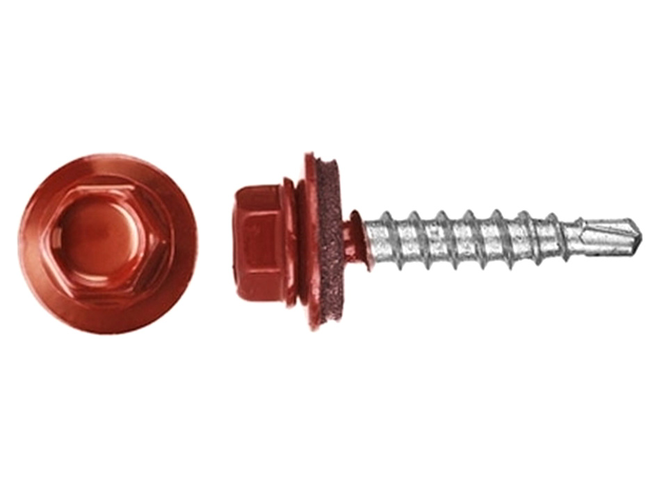 Шуруп кров.со сверлом 4.8*32 25шт красный 3011  (250)   FIT