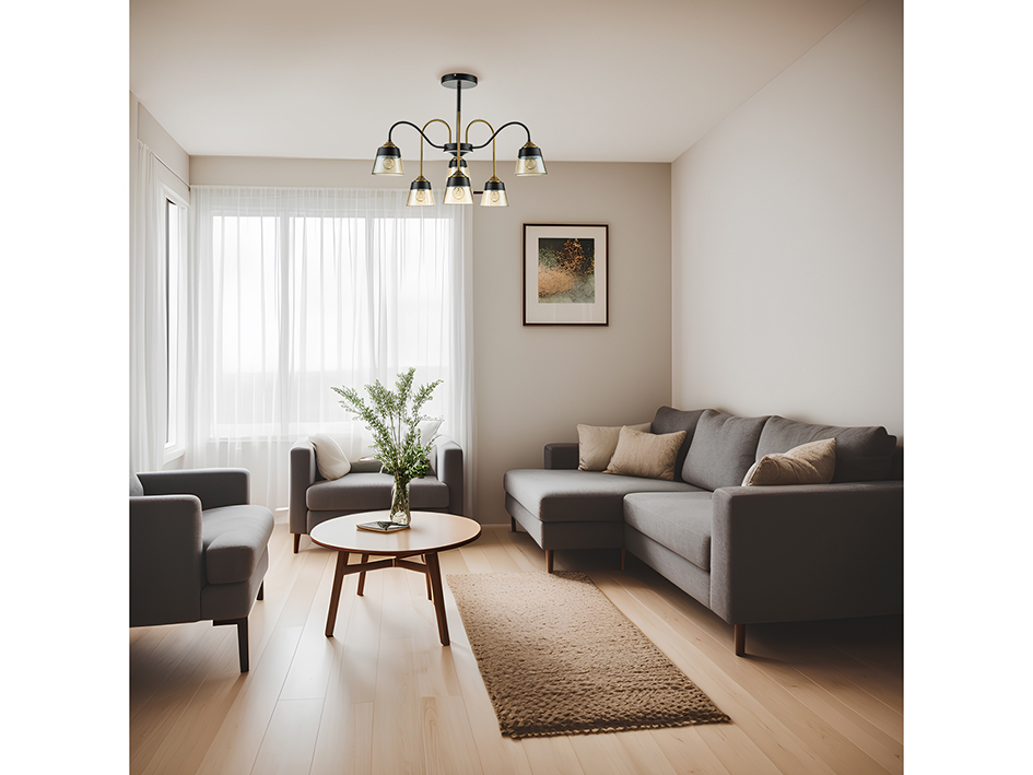 Cветильник 1147/6P BLACK/BRASS  ESCADA