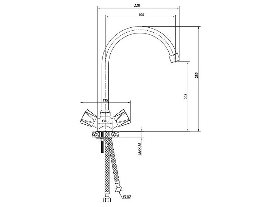 Смеситель для мойки 23430CT CATALONA  OLIVE’S
