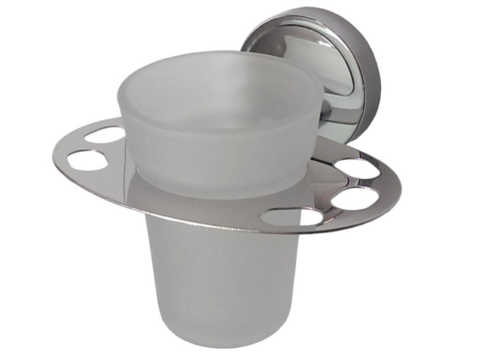 Держатель для зубных щеток со стекл.стаканом настенный 1266  САНАКС