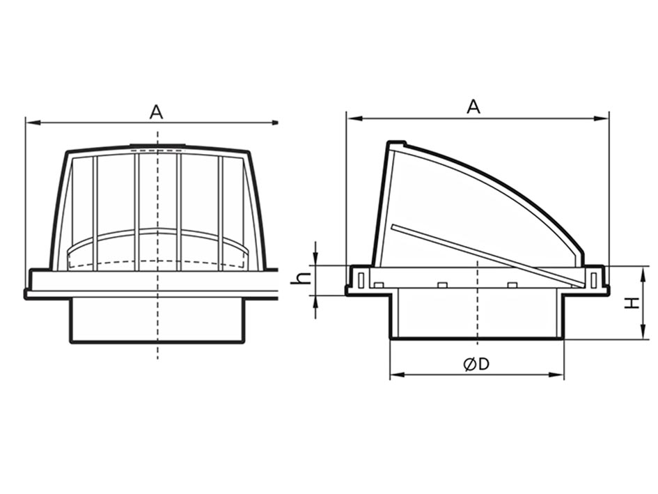 Стенной выход вытяжной с обратным клапаном 150*150 D100 ASA БЕЖ.