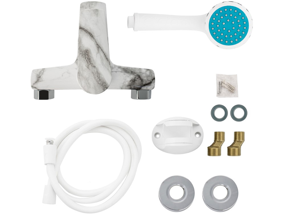 Смеситель для ванны АБС пластик белый мрамор 586 BRIMIX  САНАКС 